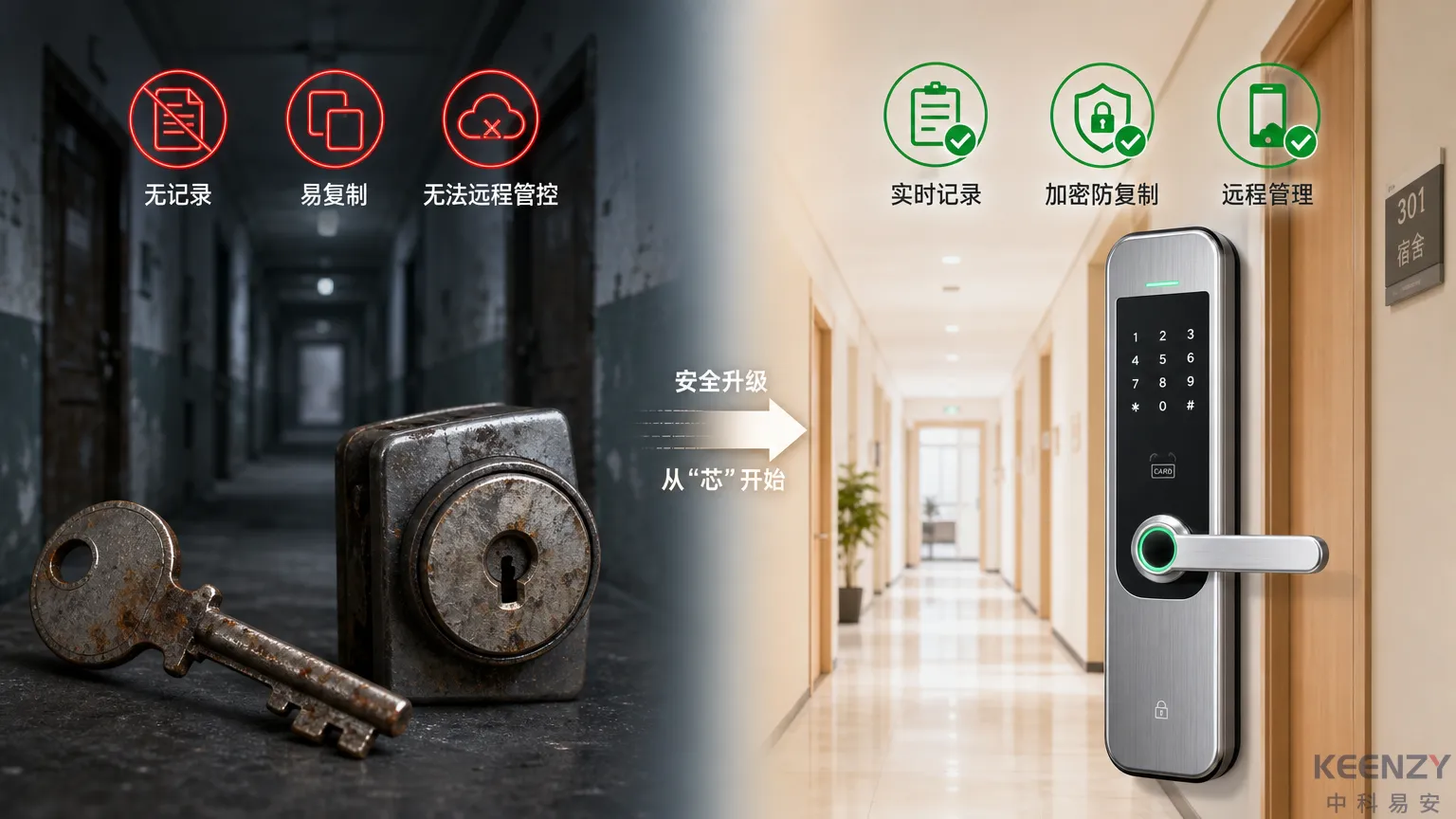 传统机械锁与联网门锁安全对比图