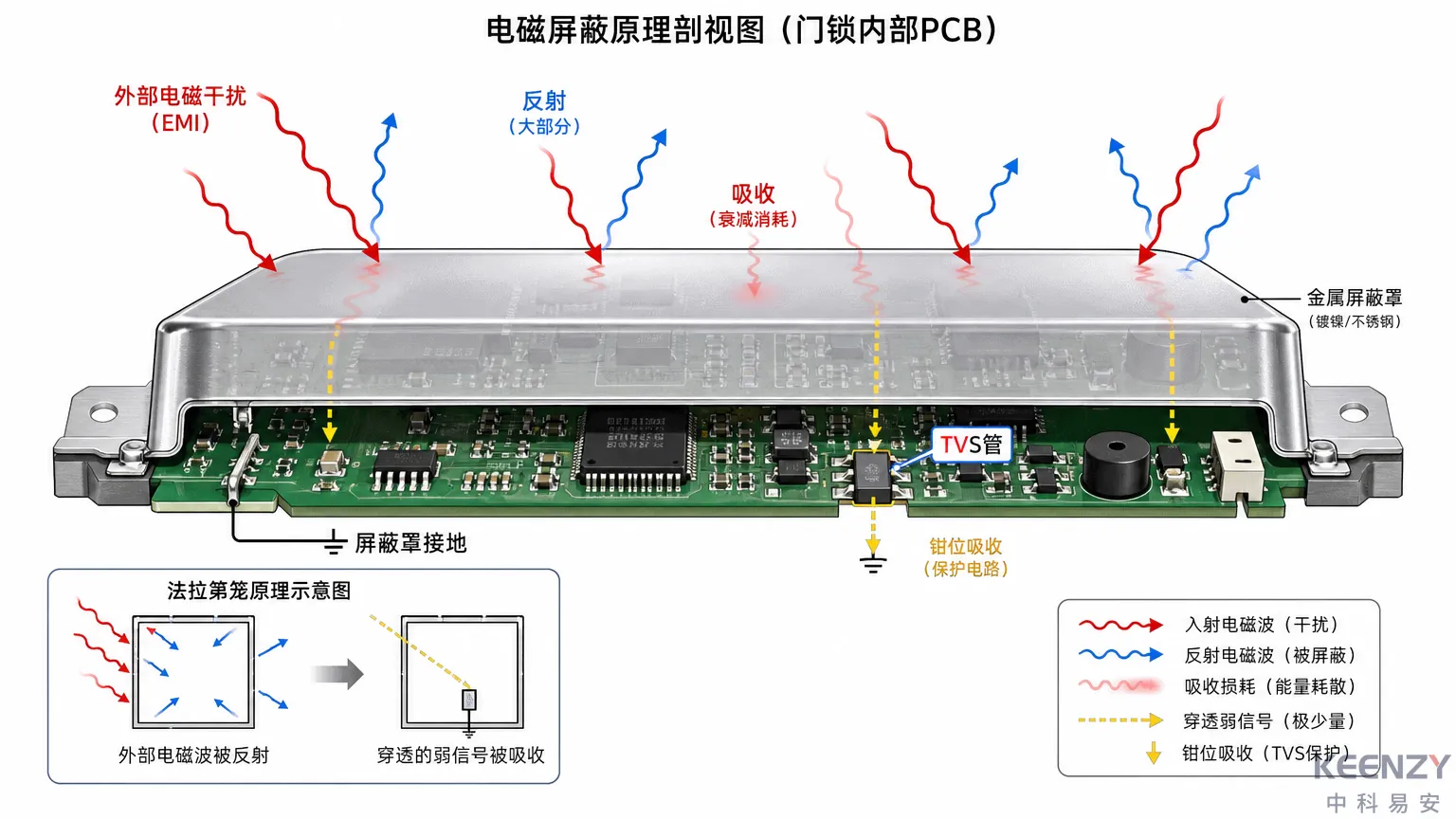 联网门锁电磁屏蔽罩结构与法拉第笼效应原理