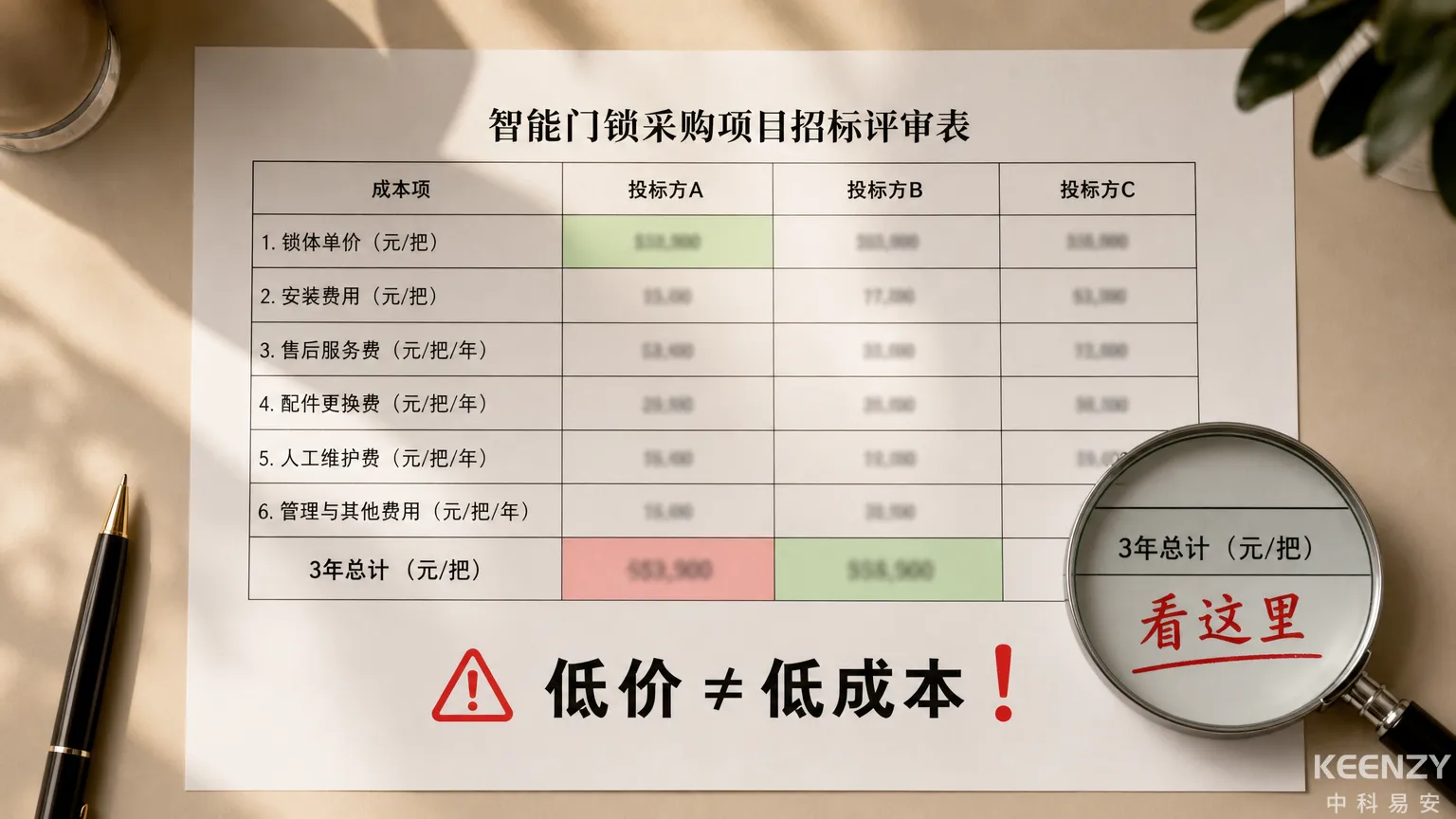 校园联网门锁招标TCO综合评分法避免低价陷阱