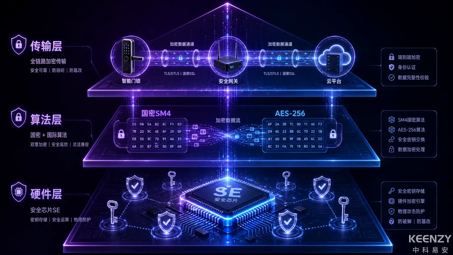 联网门锁安全加密体系层级对照图
