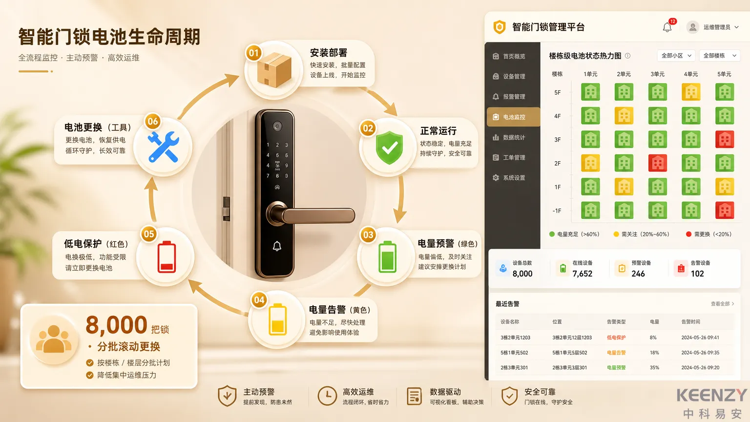 联网门锁电池全生命周期管理与运维策略流程图