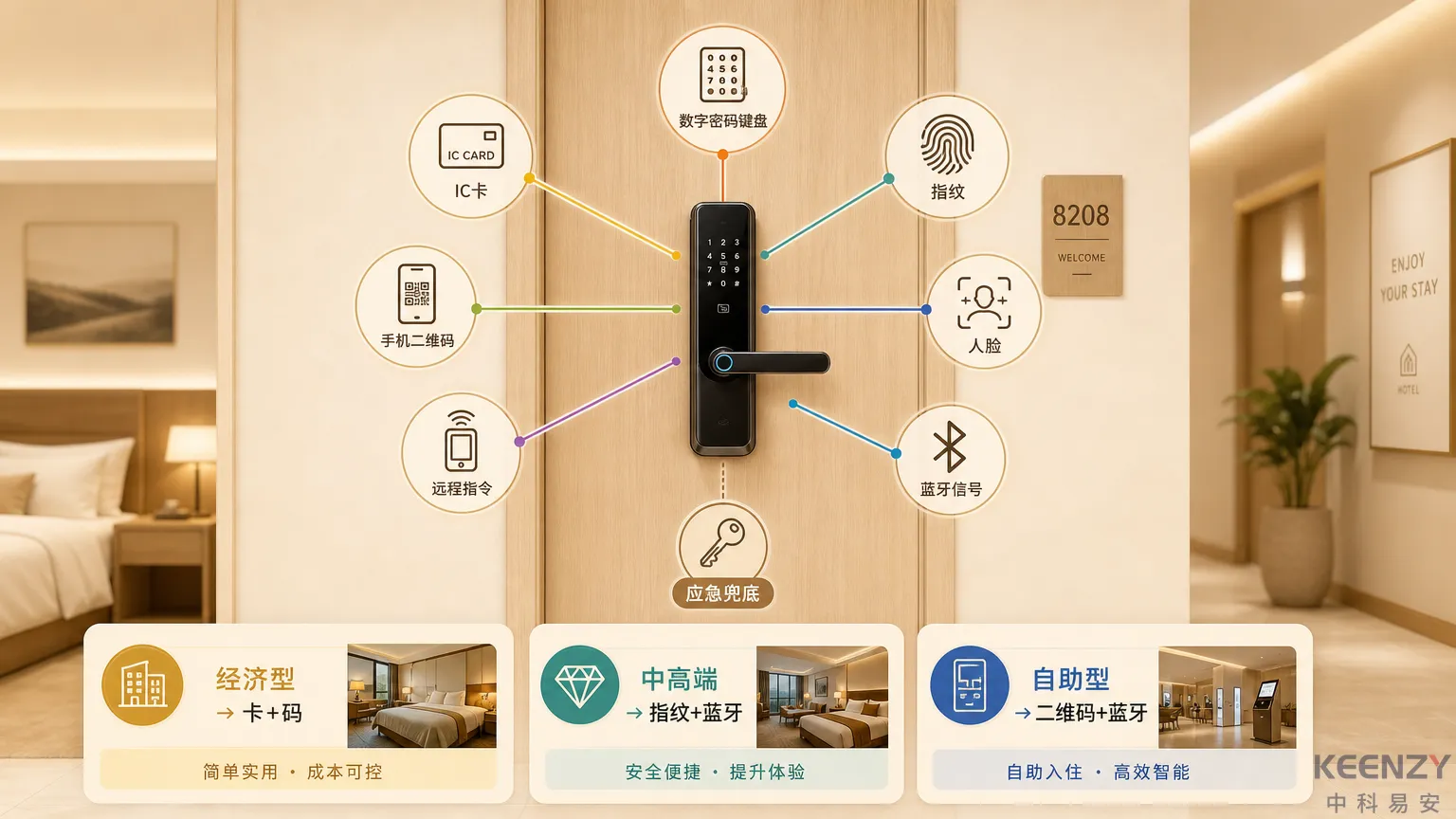 酒店联网门锁多种开锁方式与入住体验提升图