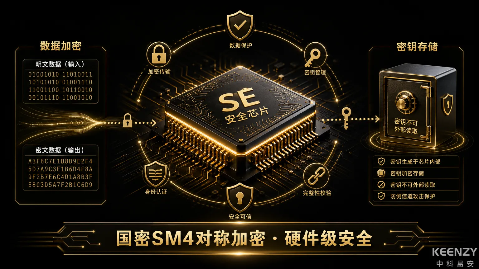 军队院校联网门锁SE安全芯片与国密加密体系图