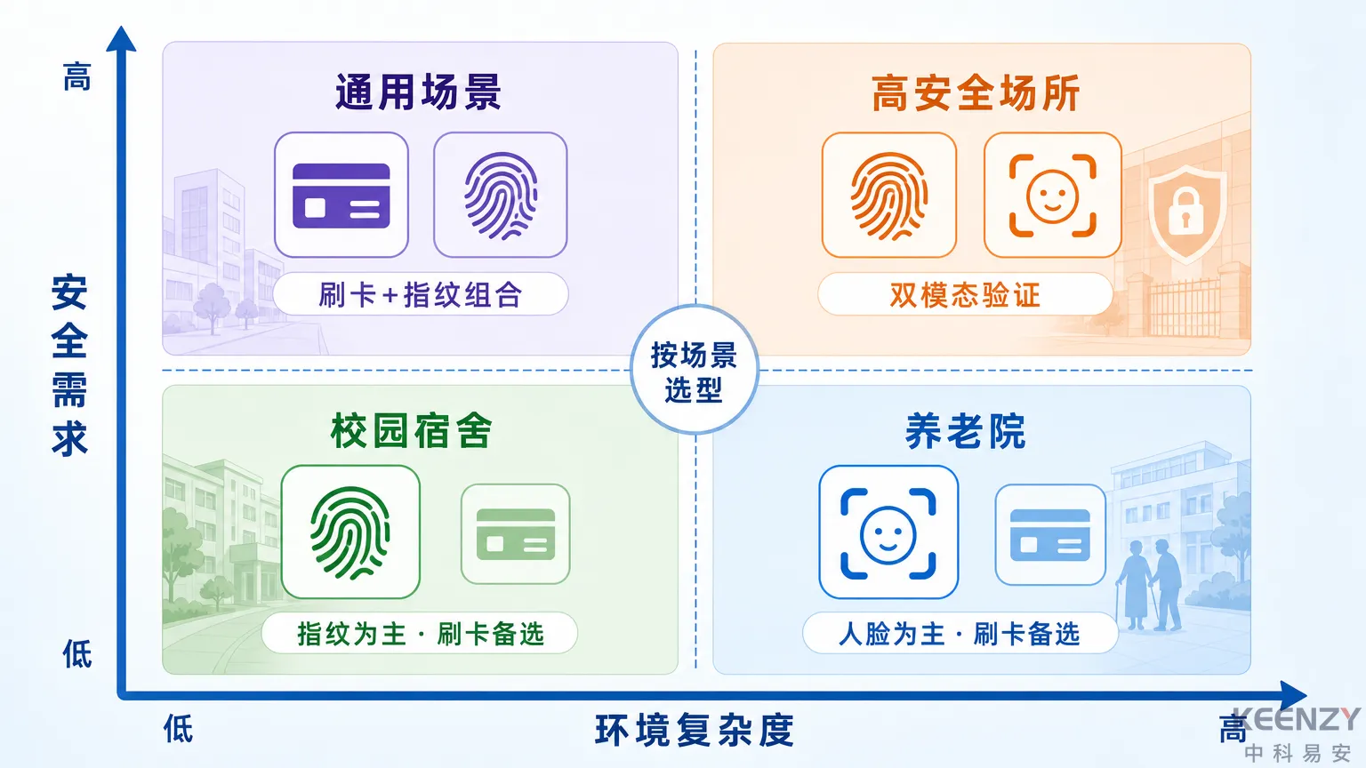 指纹与人脸识别方案适用场景决策矩阵图
